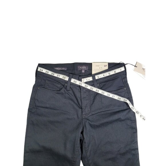 NYDJ Marilyn Crop Cuff Black Premium Denim Lift Tuck Jeans Size 2P-NEW (36) - Picture 8 of 12